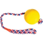 Waggers Rubber Solid Ball With Multi Colour Rope